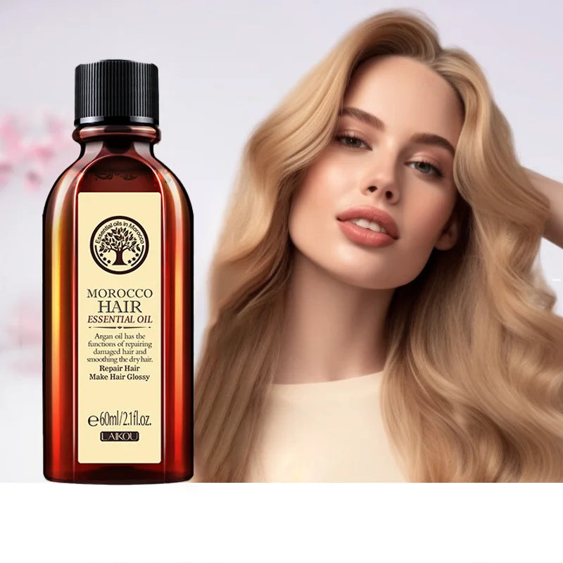 Morocco Hair Essential Argan Essence Oil Moisturizer Brightening Smooth Nourishing Repair Dry Damaged Hair 60Ml